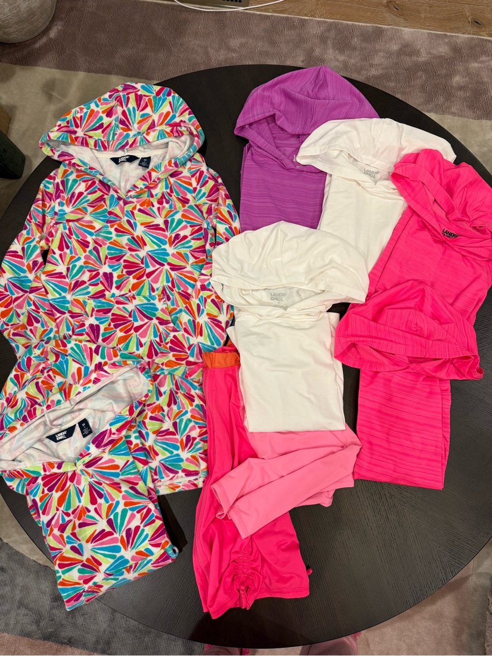 Girls lands end lot of summer UPF shirts and swimsuit cover ups all size 8